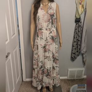 Express floral sleeveless tiered maxi dress